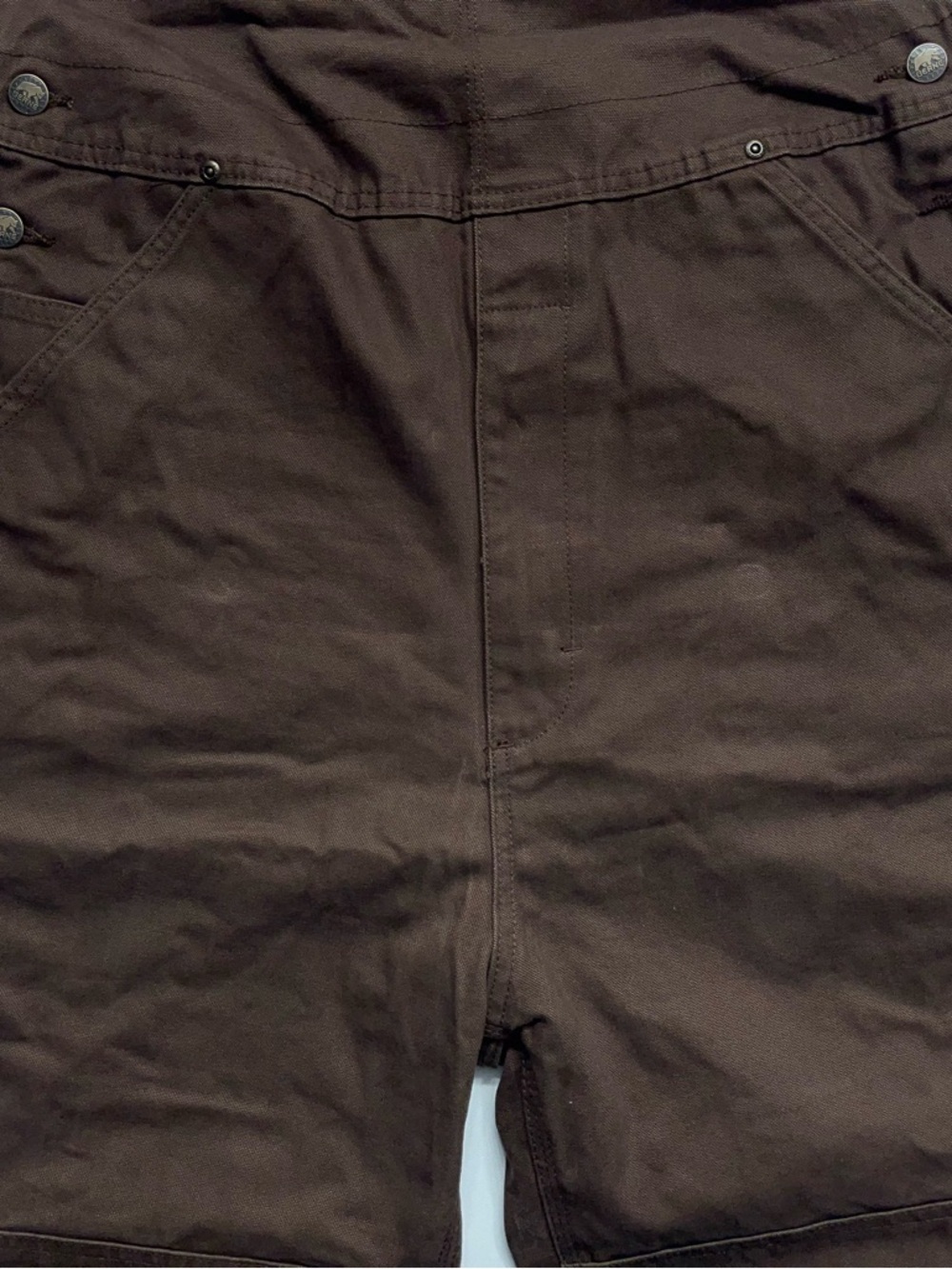 BERNE Double Knee Bib Overalls Mens 38x32 Heavy Weight Canvas Brown Workwear NEW - Picture 3 of 13
